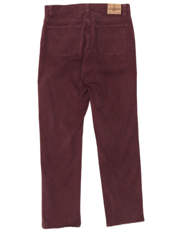 Jeckerson Mens Straight Jeans W32 L31 Maroon Cotton