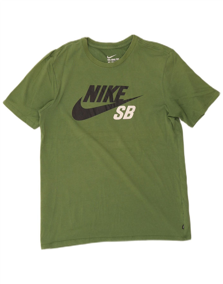Мужская футболка с графическим принтом Nike Athletic Cut, хлопковый топ среднего зеленого цвета