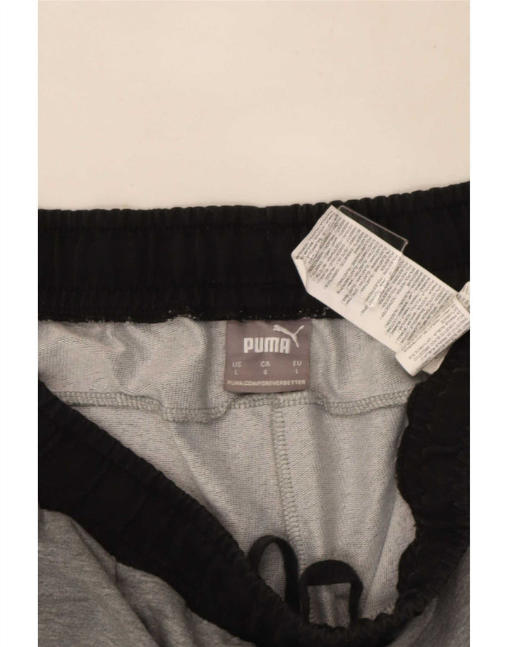 Мужские спортивные шорты Puma, большие серые хлопковые шорты с цветными блоками