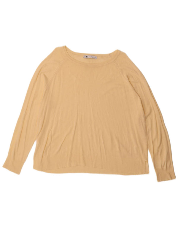 Женский свитер с вырезом «лодочка» Zara UK 18 XL, желтый