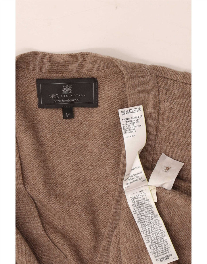 Мужской кардиган-свитер Marks & Spencer среднего коричневого цвета из шерсти