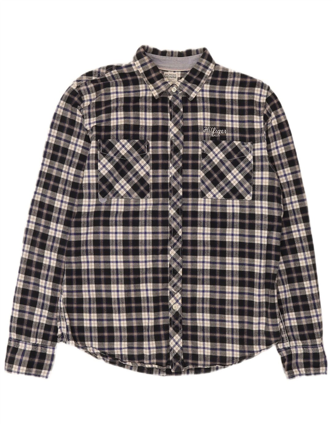 Мужская фланелевая рубашка Tommy Hilfiger, большая синяя клетка, хлопок