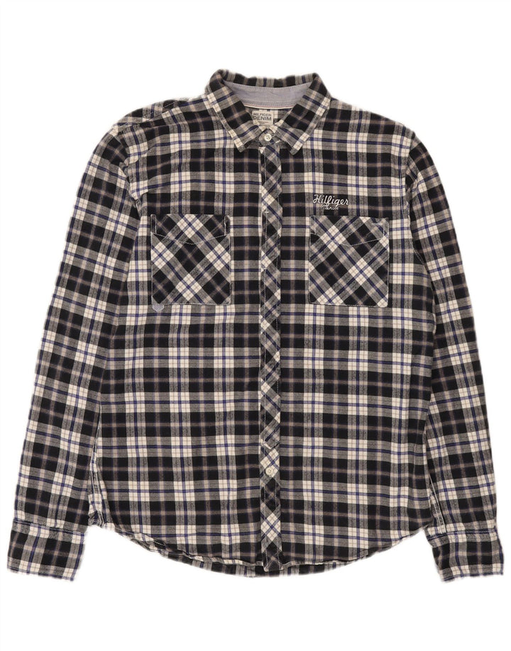 Мужская фланелевая рубашка Tommy Hilfiger, большая синяя клетка, хлопок