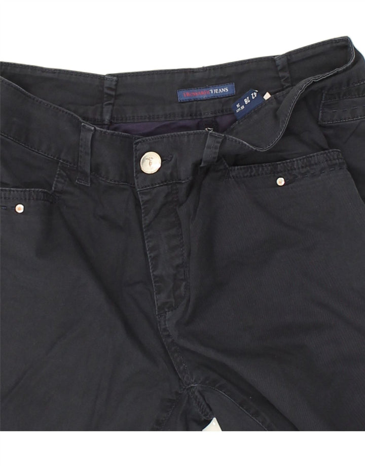 TRUSSARDI Womens Skinny Casual Trousers W26 L30 Navy Blue Cotton | Vintage Trussardi | Thrift | Second-Hand Trussardi | Used Clothing | Messina Hembry 
