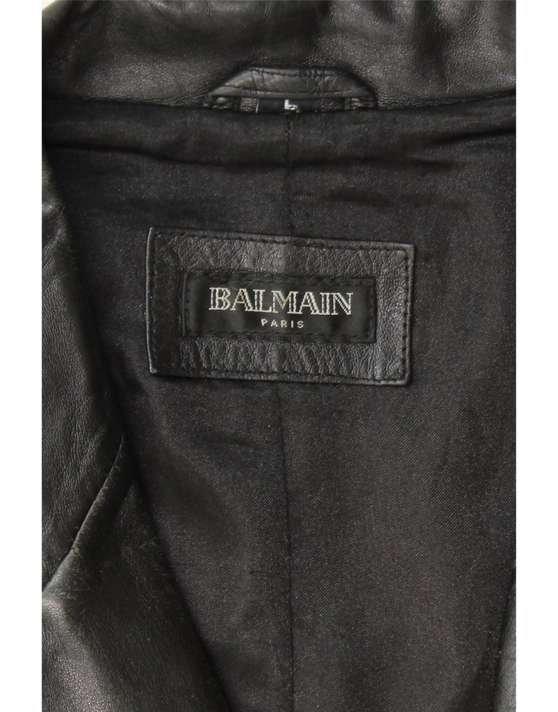 BALMAIN Mens Leather Jacket UK 40 Large Black Leather Vintage Balmain and Second-Hand Balmain from Messina Hembry 