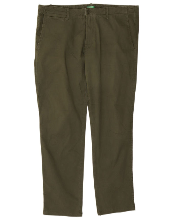 Мужские прямые брюки-чиносы Benetton IT 54 2XL W40 L30 Хаки Хлопок