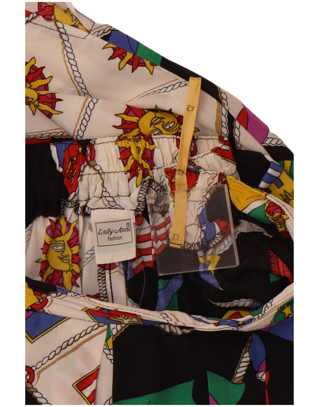 ВИНТАЖНАЯ женская юбка-трапеция с рисунком IT 42 Medium W30 Разноцветная