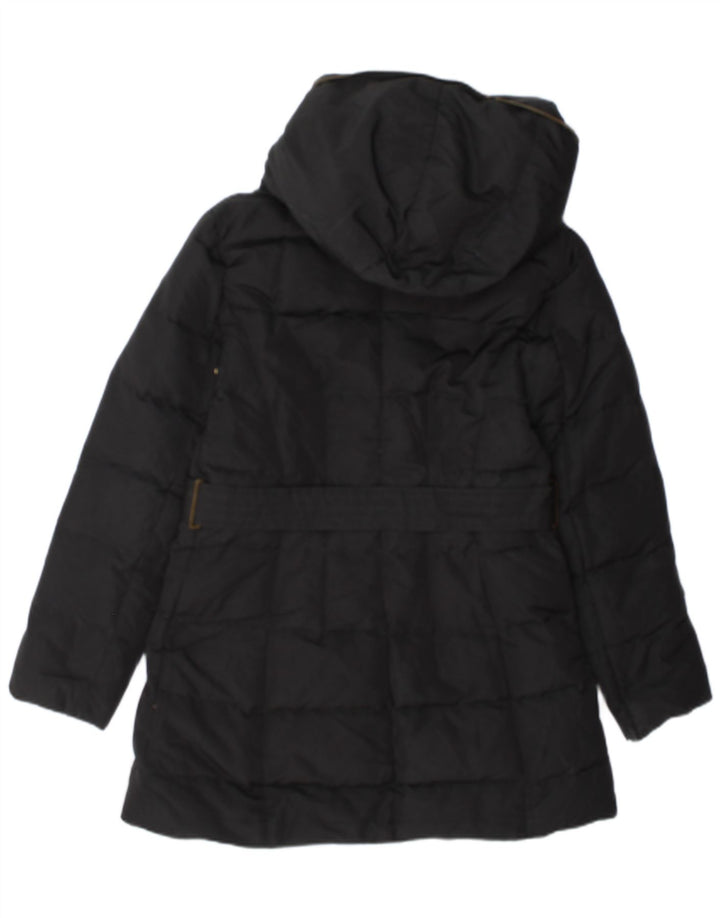Женское стеганое пальто с капюшоном Zara UK 14, большое черное