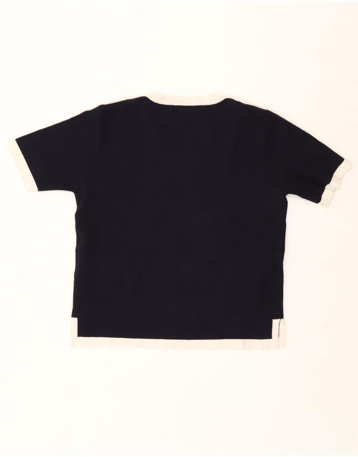 Женская футболка Zara Top UK 12, средний темно-синий, цветной блок