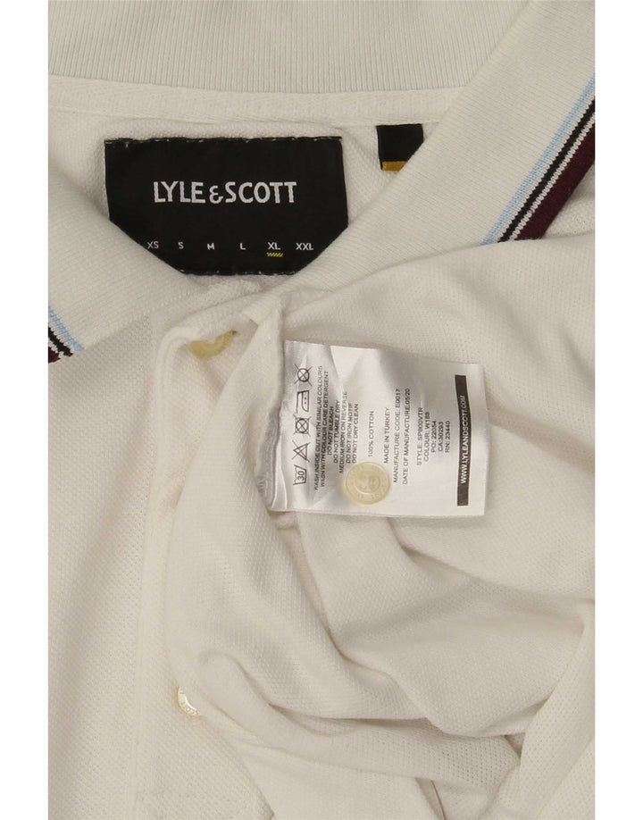 Мужская рубашка-поло Lyle & Scott XL, хлопок в белую полоску