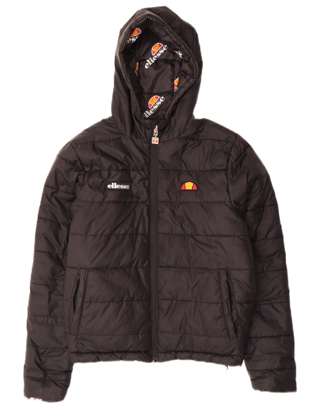 Женская двусторонняя стеганая куртка оверсайз с капюшоном Ellesse UK 8, маленькая черная