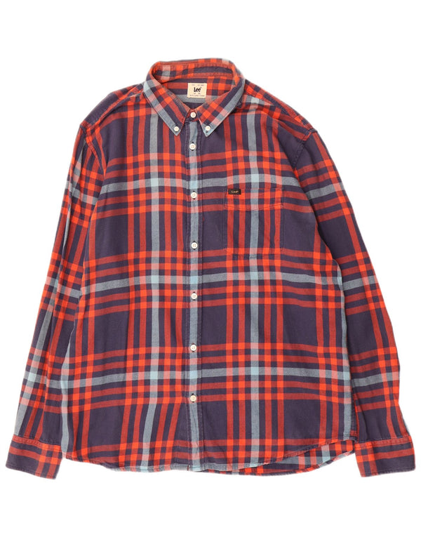 Мужская фланелевая рубашка Lee XL, синяя клетка, хлопок