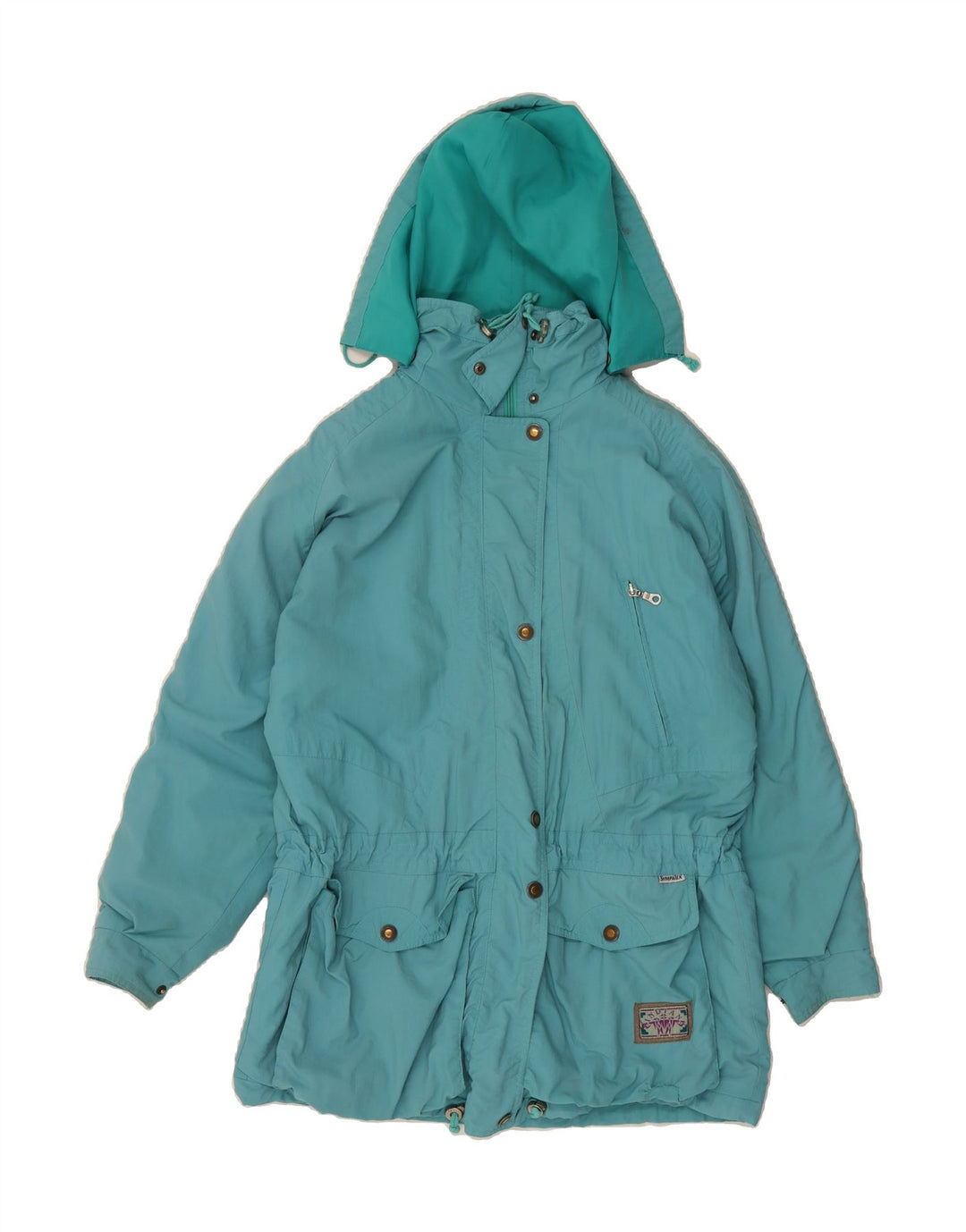 SYMPATEX Womens Hooded Windbreaker Coat US 10 Large Blue Vintage Sympatex and Second-Hand Sympatex from Messina Hembry 