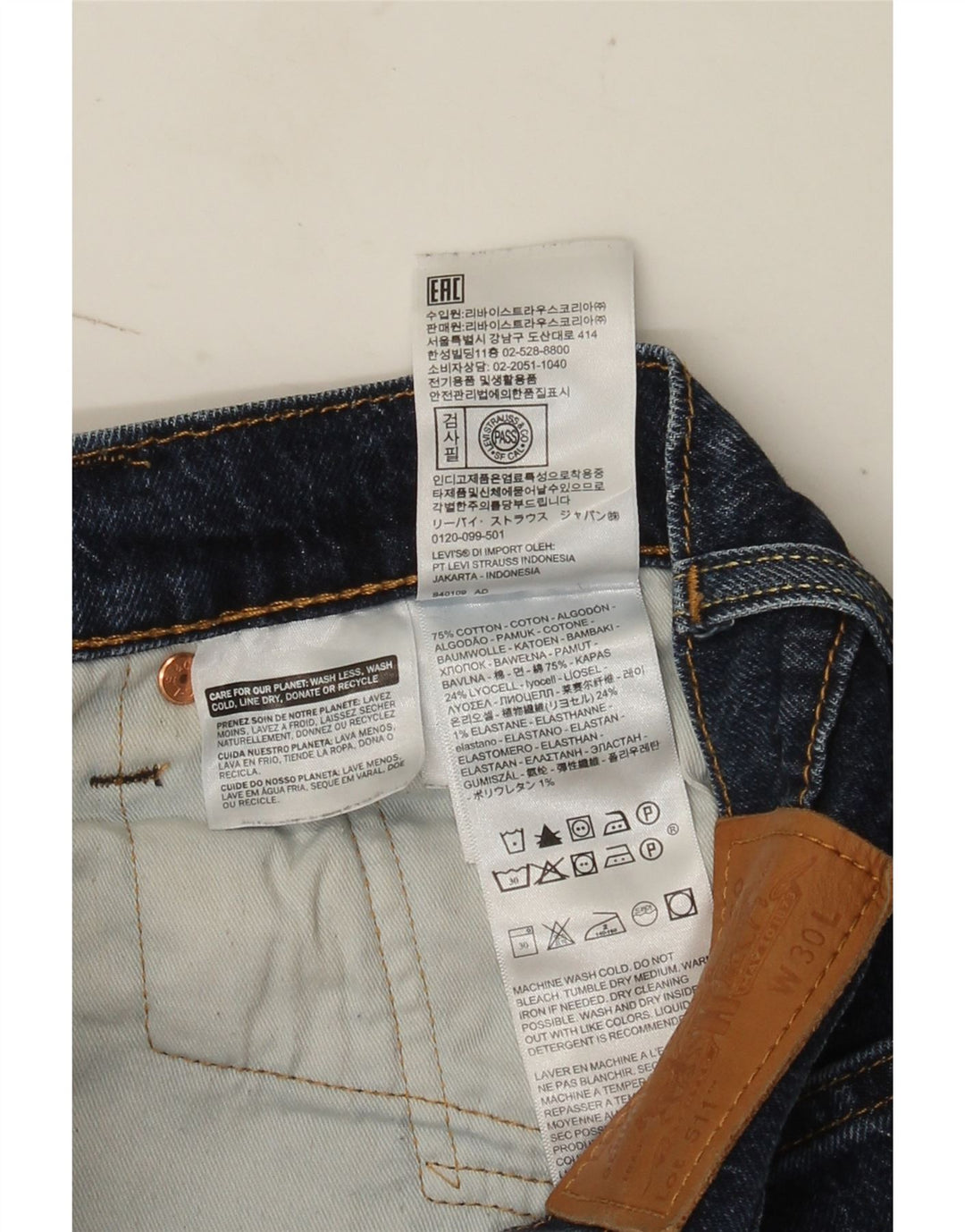 Мужские джинсовые шорты Levi's 511 W30, средние, темно-синие, хлопок