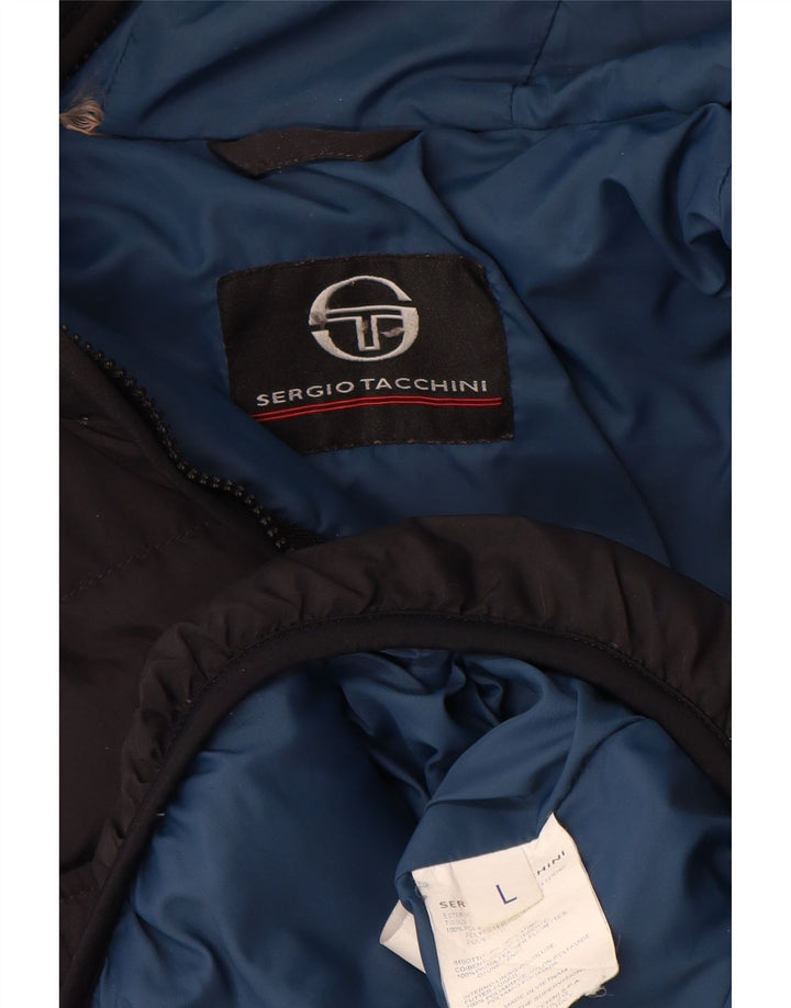 Мужская утепленная куртка с капюшоном Sergio Tacchini UK 40, большая черная полиэстер