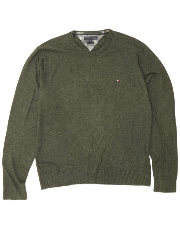 Мужской джемпер с круглым вырезом Tommy Hilfiger 2XL, зеленый хлопок