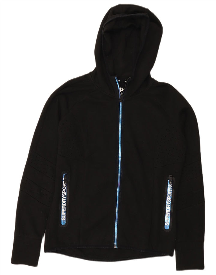 Женский свитер с капюшоном на молнии с графическим рисунком Superdry UK 12, средний черный полиэстер