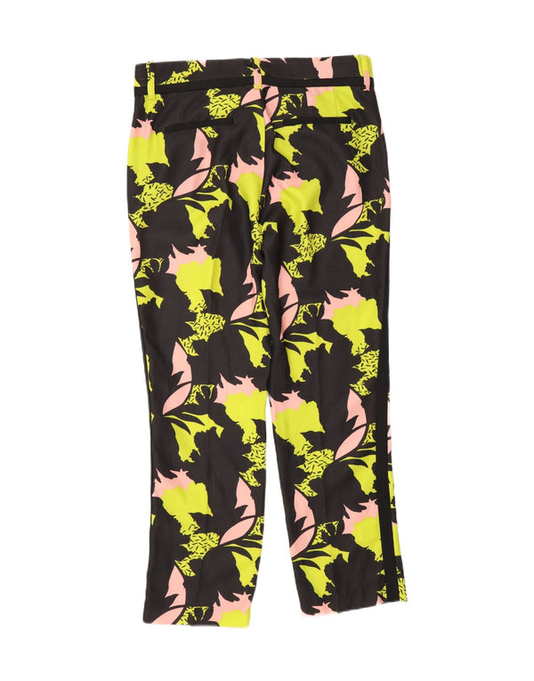 GUESS Женские укороченные повседневные брюки W27 L25, черный полиэстер с цветочным принтом