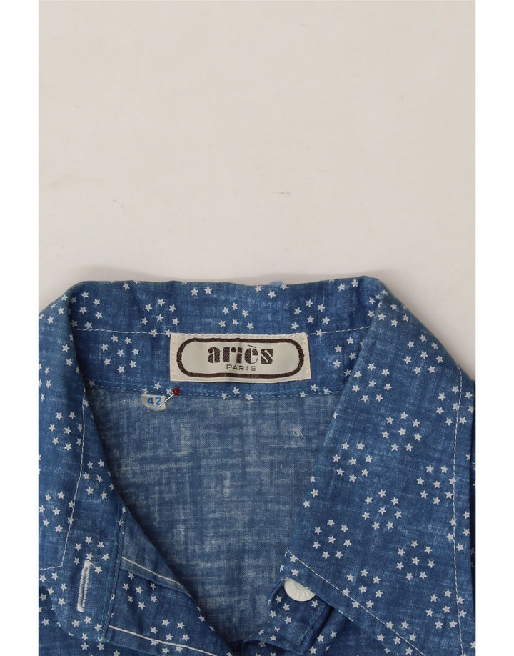 VINTAGE Womens Abstract Pattern Short Sleeve Shirt EU 42 Large Blue Vintage Vintage and Second-Hand Vintage from Messina Hembry 