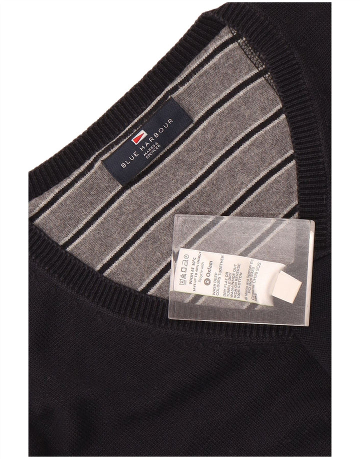 Мужской джемпер с v-образным вырезом Marks & Spencer Blue Harbour, большой темно-синий
