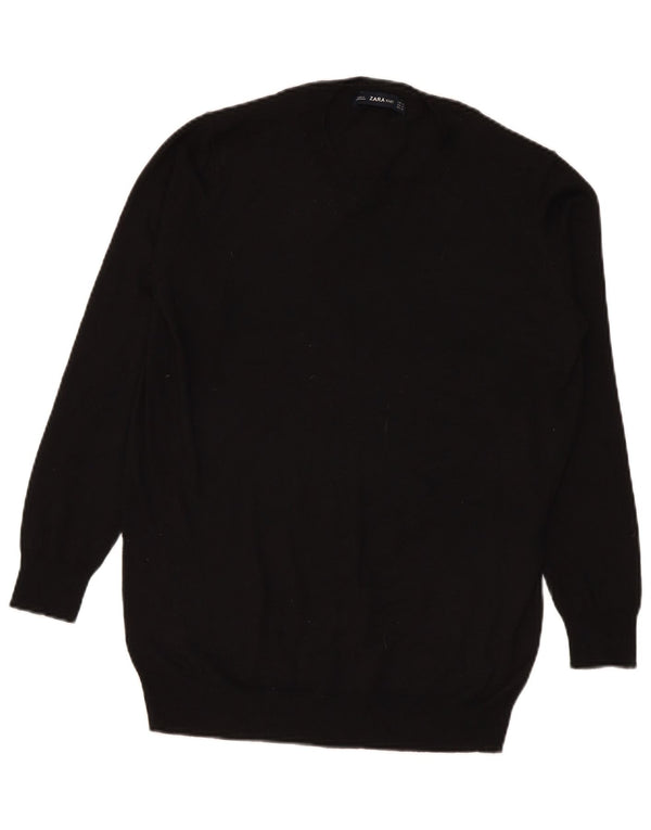 Zara Womens Crew Neck Jumper Sweater UK 14 Medium Black