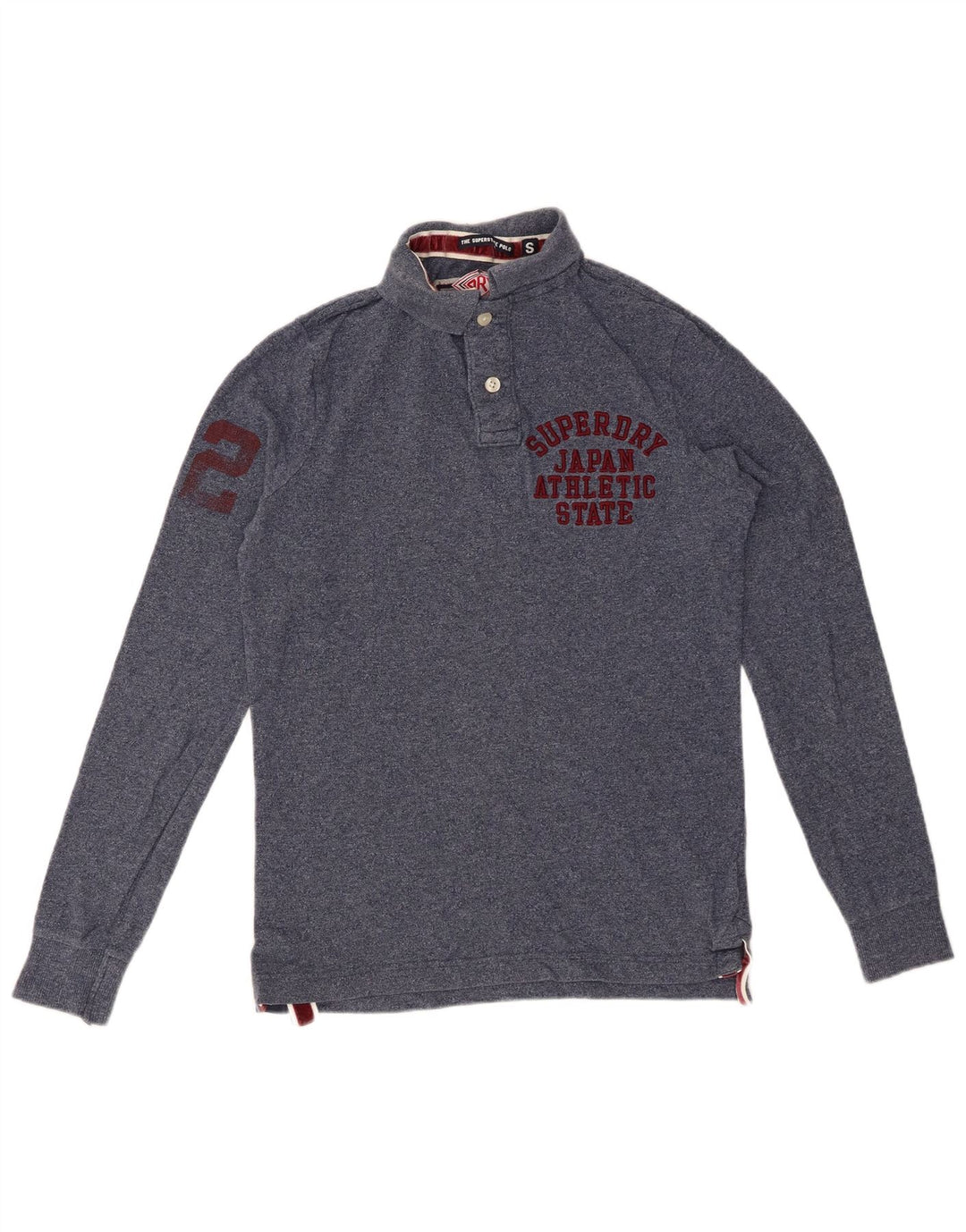 SUPERDRY Мужская рубашка поло с длинным рукавом с графическим рисунком, маленькая, темно-синяя, хлопковая