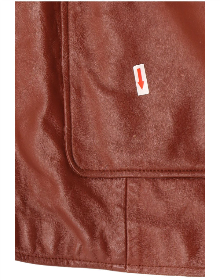 Классический женский кожаный пиджак с 3 пуговицами, Великобритания, 26, 5XL, коричневый кожаный