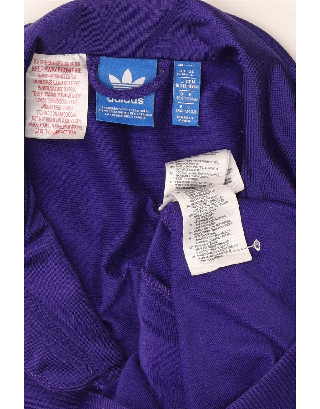 Спортивный костюм Adidas для девочек, верхняя куртка 13-14 лет, фиолетовый полиэстер