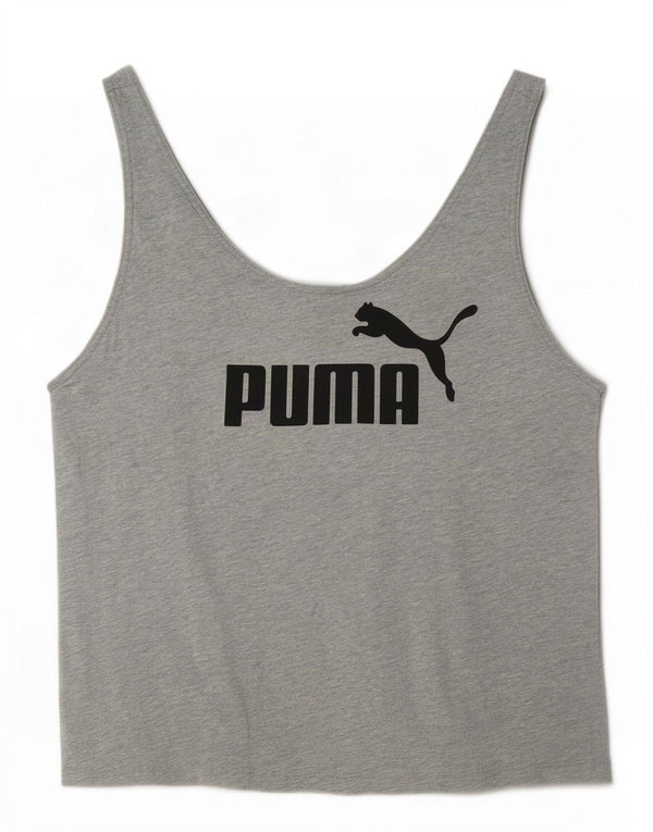 Puma Womens Graphic Vest Top UK 10 Small Grey Flecked