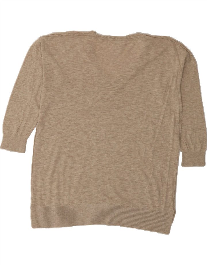 J. CREW Womens V-Neck Jumper Sweater UK 14 Medium Beige Cotton Vintage J. Crew and Second-Hand J. Crew from Messina Hembry 
