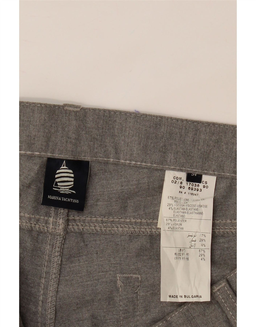 MARINA YACHTING Womens Slim Casual Trousers W34 L34 Grey Polyester Vintage Marina Yachting and Second-Hand Marina Yachting from Messina Hembry 