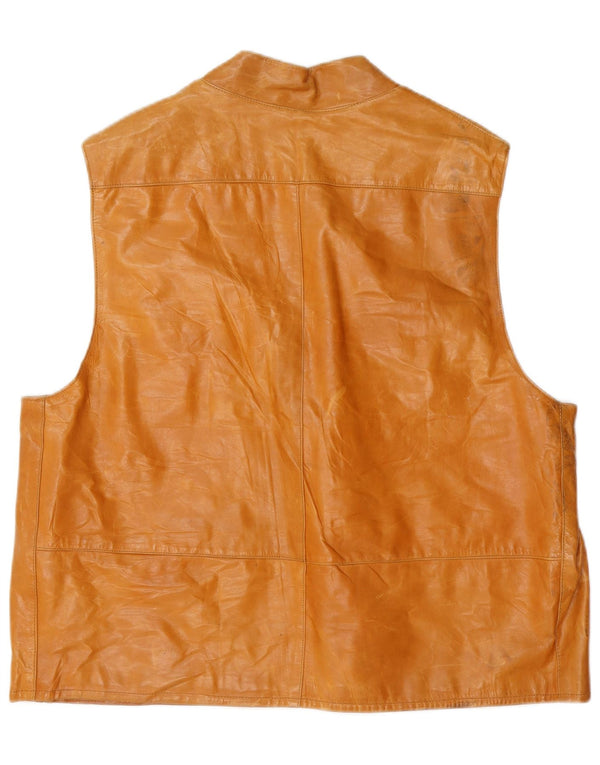 Винтажный мужской кожаный жилет UK 42 XL, коричневый