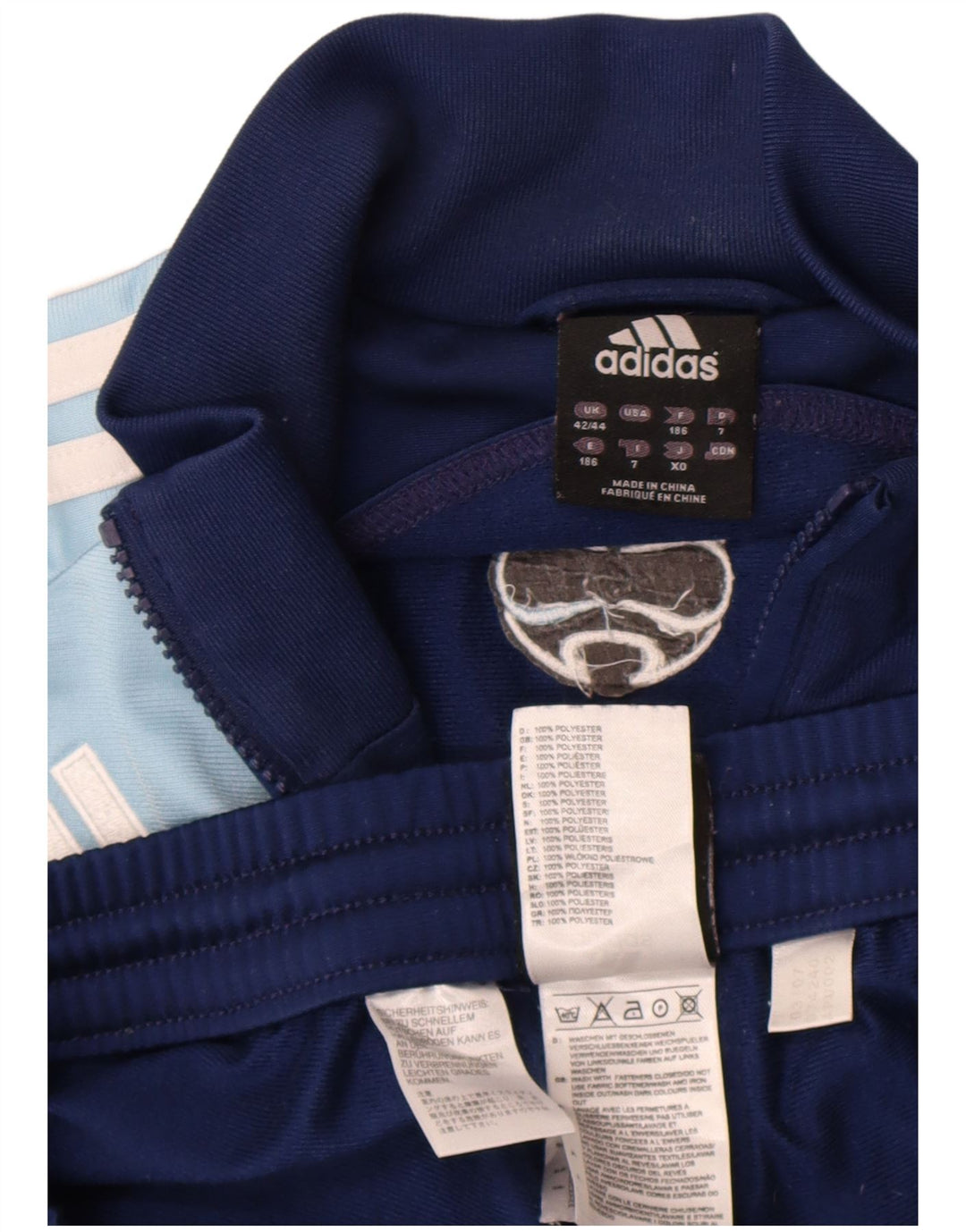 Мужской спортивный костюм Adidas Full UK 42/44, большой темно-синий, полиэстер с цветными блоками