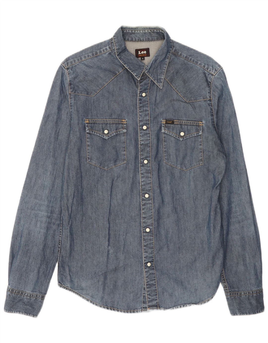 Мужская джинсовая рубашка Lee среднего синего цвета, хлопок