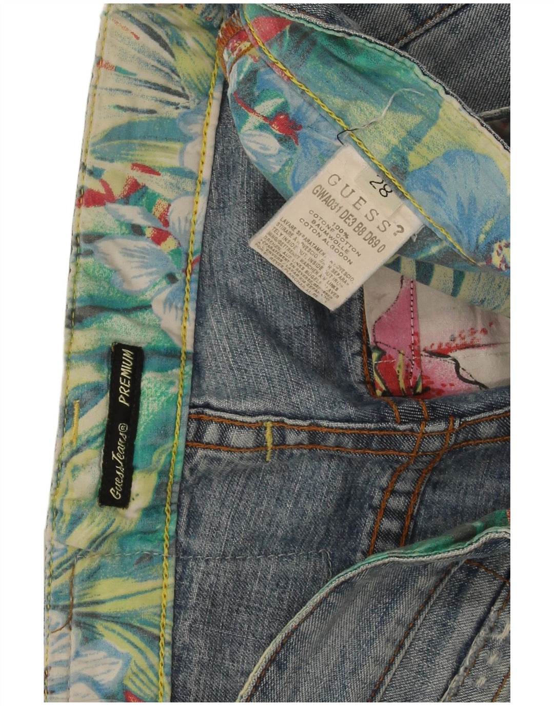 Guess Женские укороченные джинсы с потертостями W28 L24 Синие хлопковые