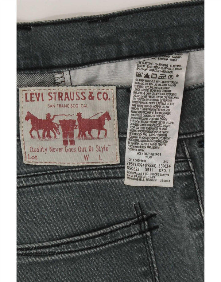 Мужские узкие джинсы Levi's W33 L34 Серые хлопковые