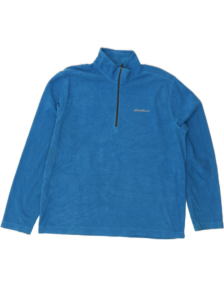 EDDIE BAUER Mens Zip Neck Fleece Jumper Large Blue Polyester Vintage Eddie Bauer and Second-Hand Eddie Bauer from Messina Hembry 