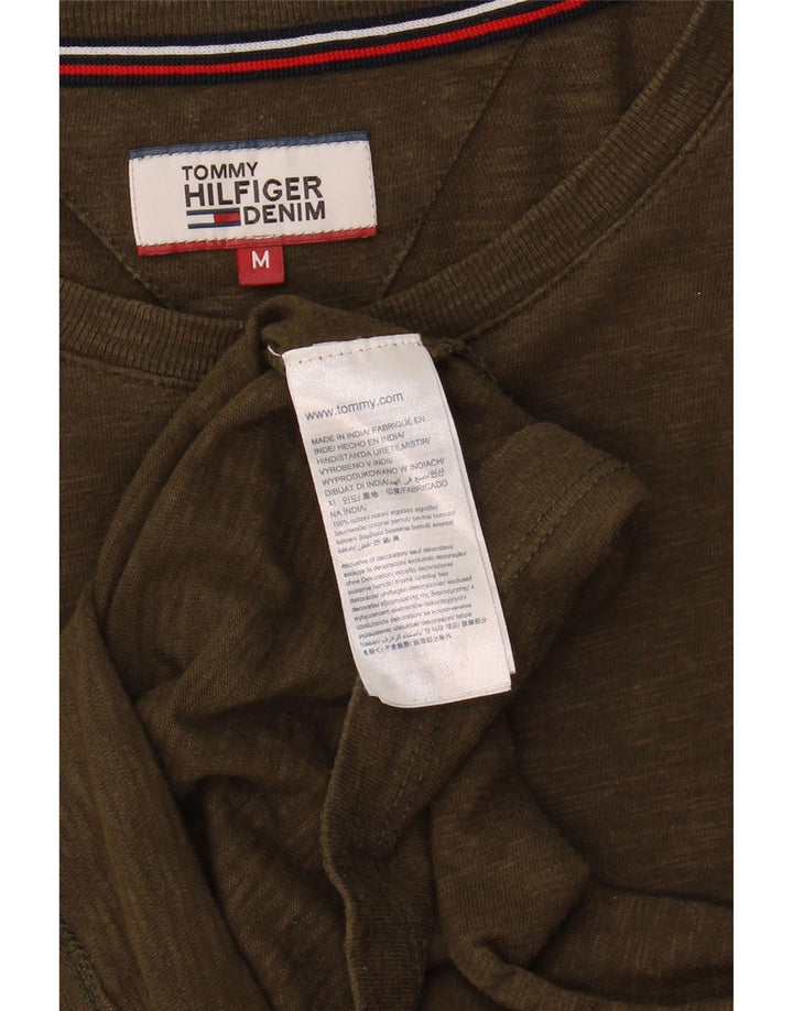 TOMMY HILFIGER Mens Graphic Top Long Sleeve Medium Khaki Cotton Vintage Tommy Hilfiger and Second-Hand Tommy Hilfiger from Messina Hembry 