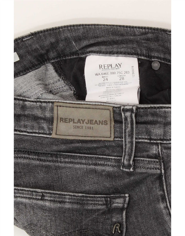 Женские укороченные джинсы Replay Slim W24 L24, серый хлопок