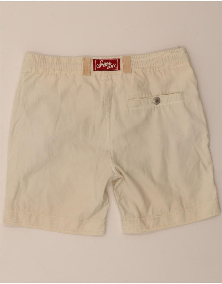 SUPERDRY Mens Graphic Swimming Shorts Small Off White Polyester Vintage Superdry and Second-Hand Superdry from Messina Hembry 