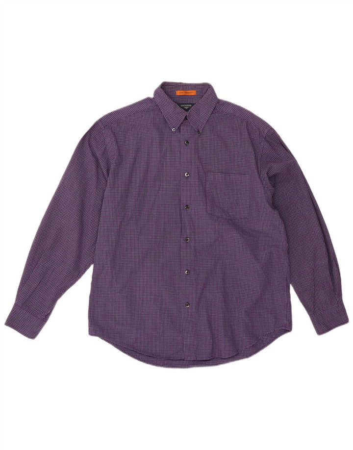 DOCKERS Mens Shirt Medium Purple Check Cotton
