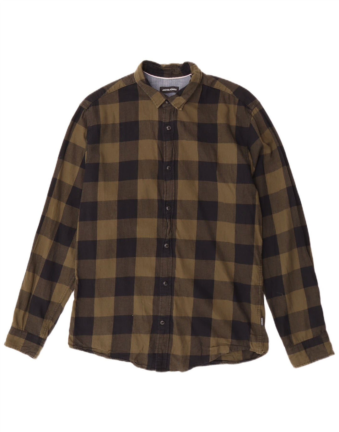 Мужская фланелевая рубашка Jack & Jones среднего цвета, хаки, хлопок в мелкую клетку