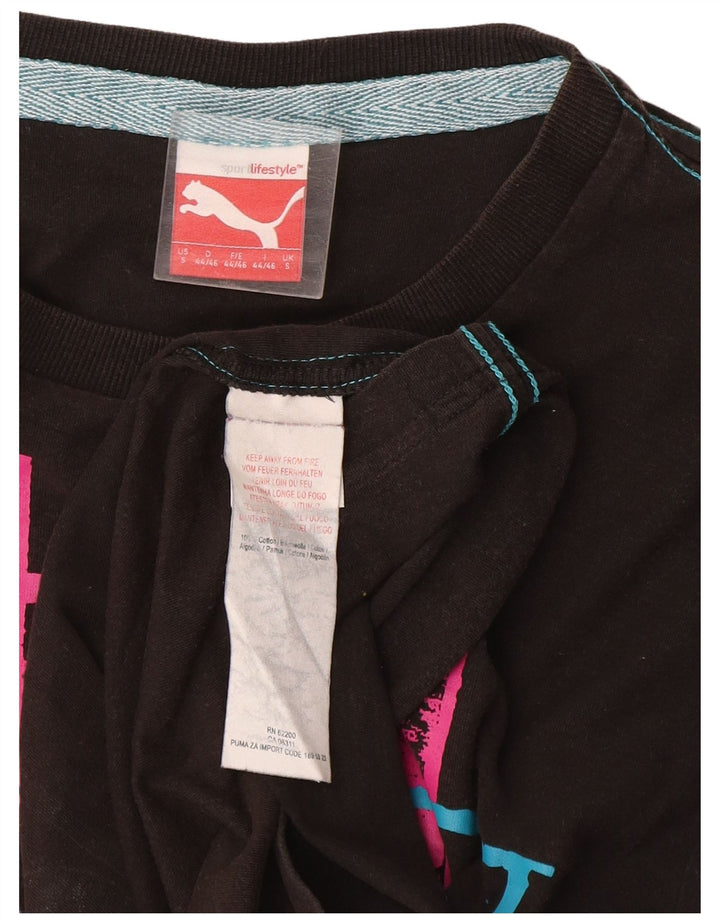 Мужская футболка с рисунком Puma, маленькая, черная, хлопковая