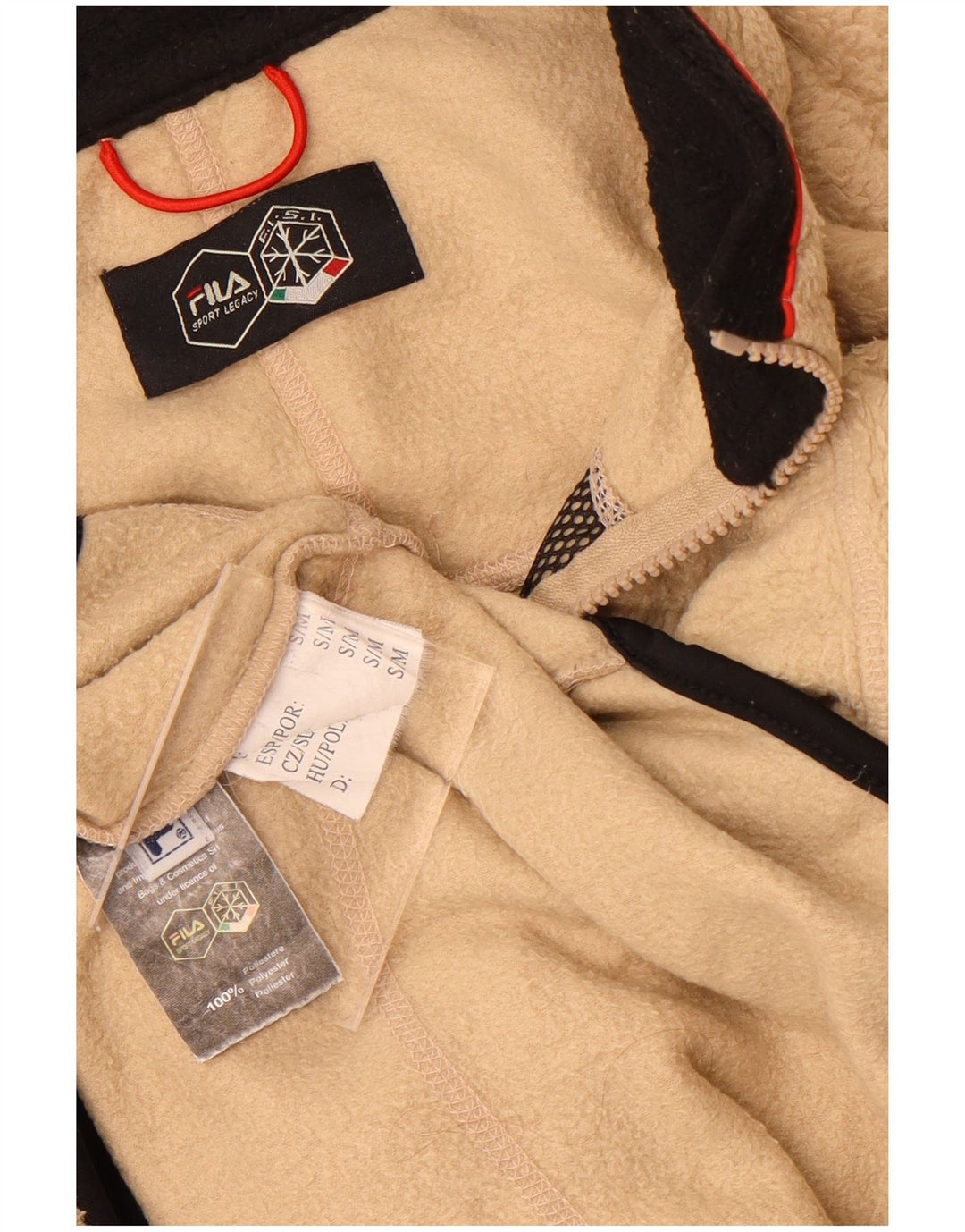 Мужская флисовая куртка Fila UK 36, маленькая, бежевый, полиэстер с цветными блоками