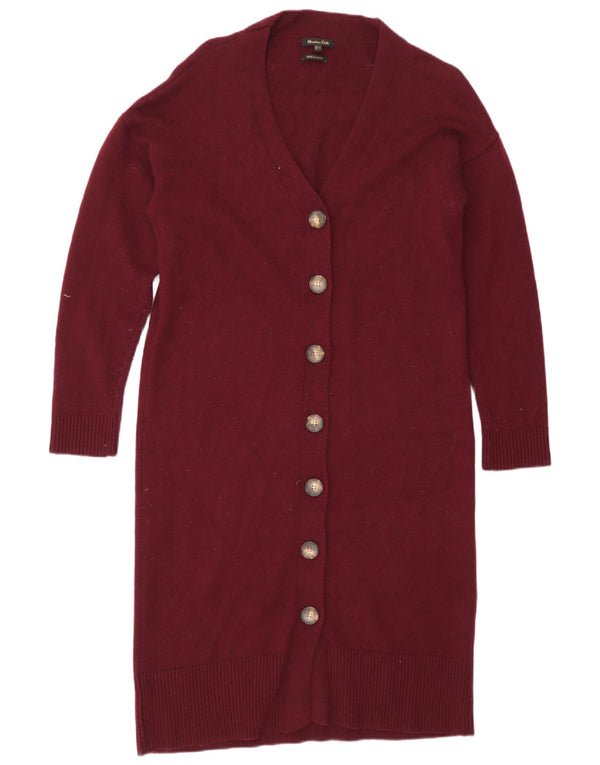Женский удлиненный кардиган Massimo Dutti UK 14, средний бордовый