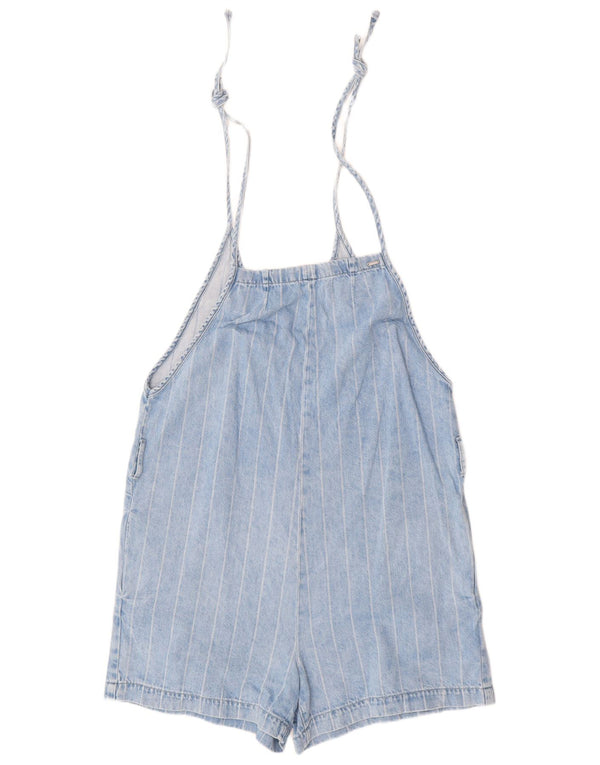 PEPE JEANS Womens Playsuit UK 18 XL Blue Striped Cotton