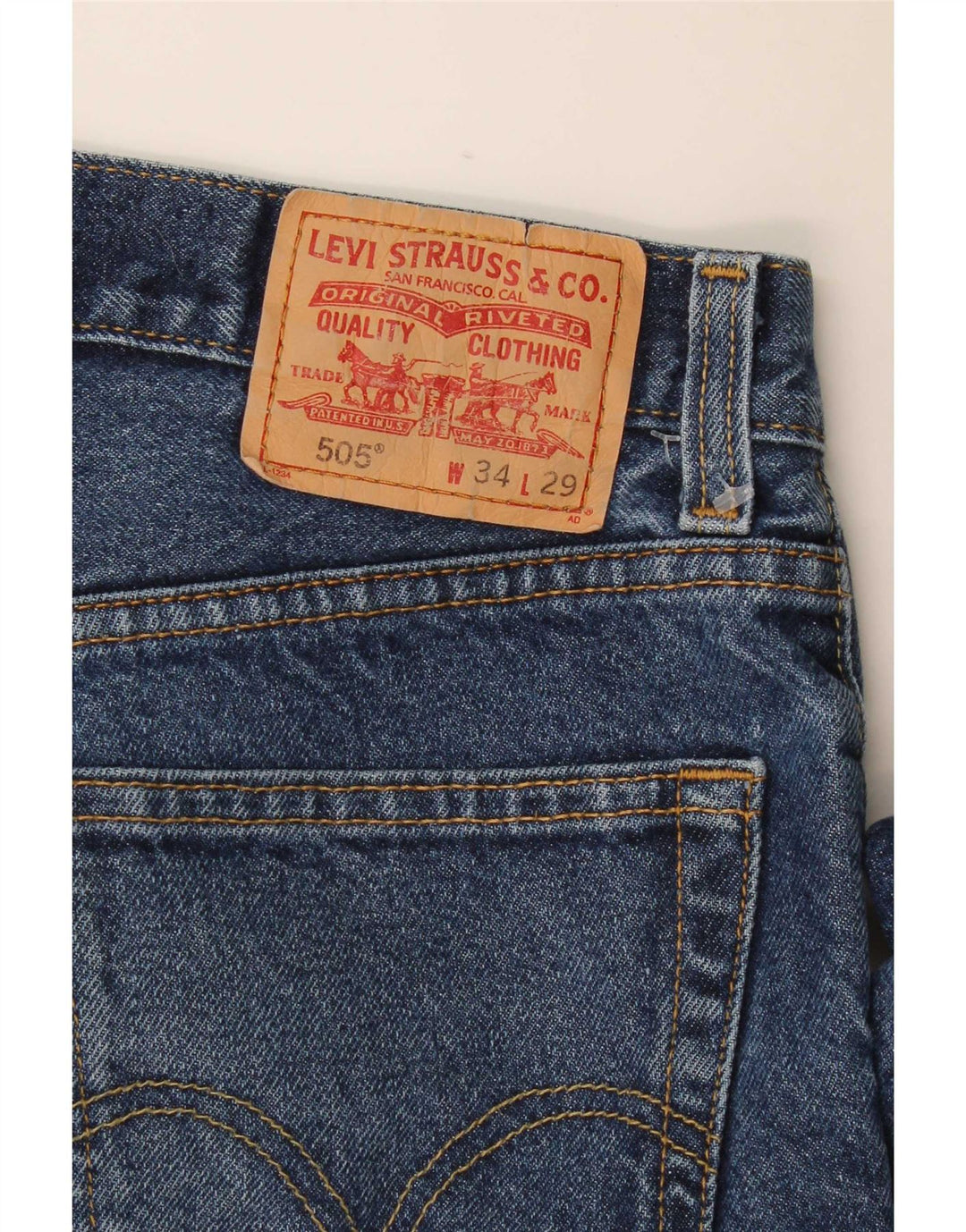 Мужские прямые джинсы Levi's 505 стандартного кроя W34 L29 синие, хлопок