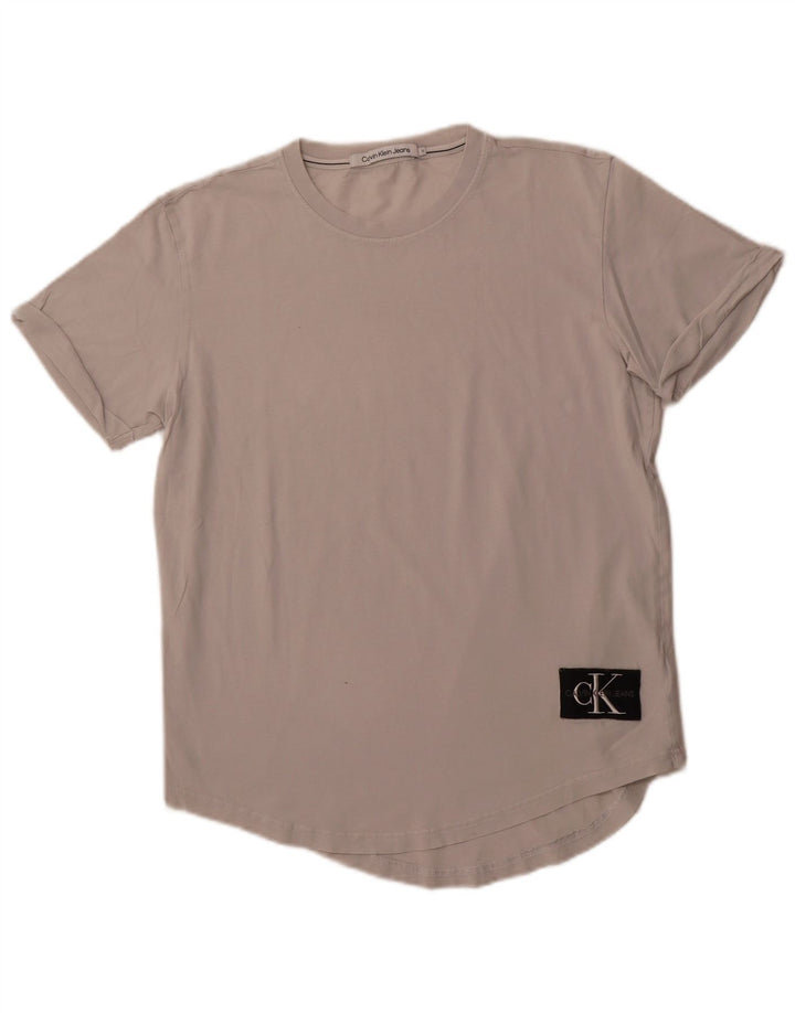 CALVIN KLEIN JEANS Мужская футболка с рисунком Топ среднего размера, белый хлопок