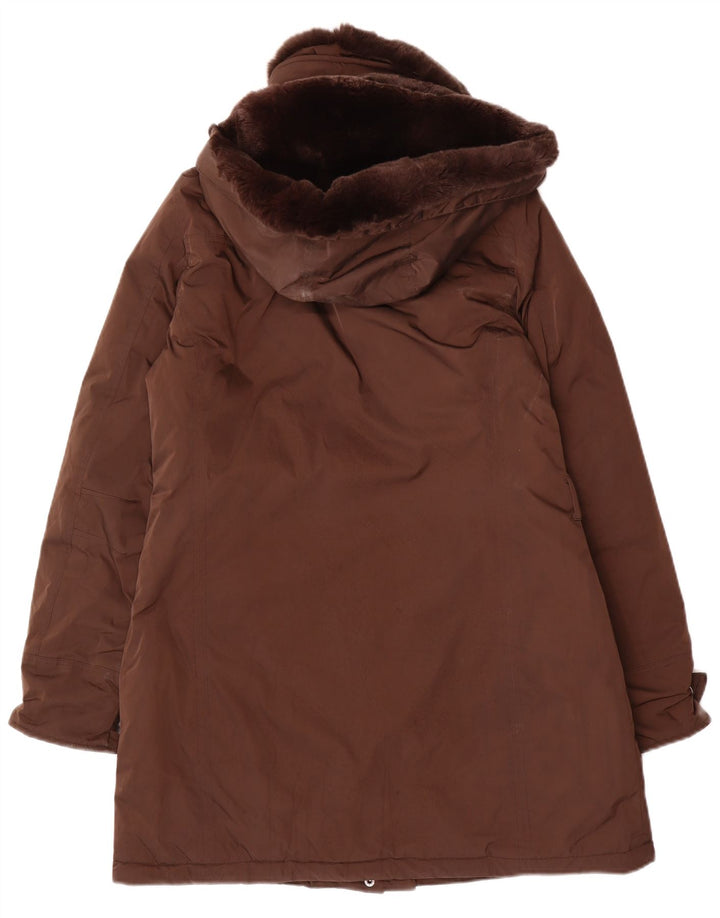 Женская парка Woolrich с капюшоном UK 14, средний коричневый полиэстер