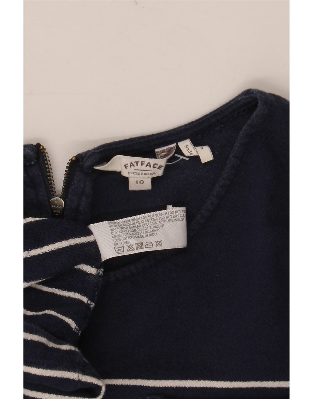 Женское платье А-силуэта с рукавом 3/4 FAT FACE UK 10, маленькое темно-синее в полоску